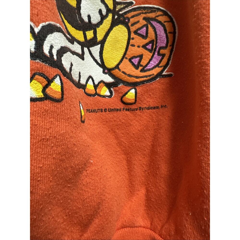 Vintage 90s Peanuts Snoopy Lucy Halloween Orange Sweatshirt XL - Picture 4 of 7